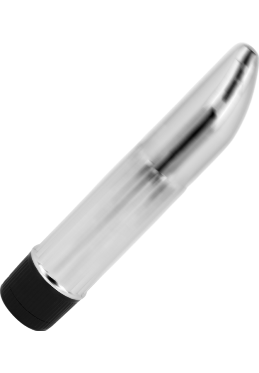 Κλασσικός δονητής από pvc σε ασημί χρώμα, μήκους 13,5 εκ. και μέγιστης διαμέτρου 2,5 εκ.