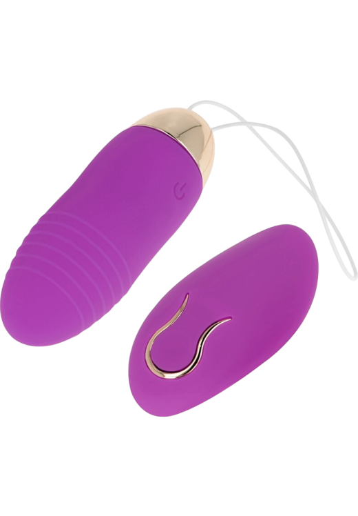 Τηλεχειριζόμενο αυγό από σιλικόνη σε μοβ χρώμα, μήκους 8 εκ. και μέγιστης διαμέτρου 2,8 εκ. με τηλεχειριζόμενο χειρισμό