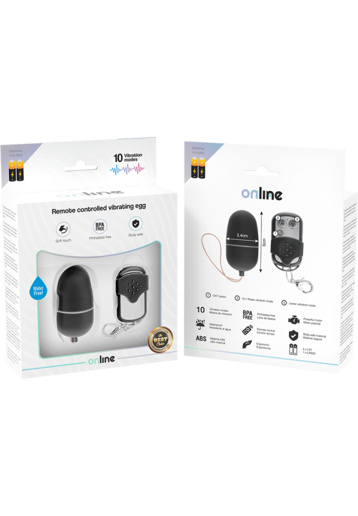 Τηλεχειριζόμενο αυγό από abs σε μαύρο χρώμα, μήκους 6 εκ. και μέγιστης διαμέτρου 3,4 εκ. με τηλεχειριζόμενο χειρισμό