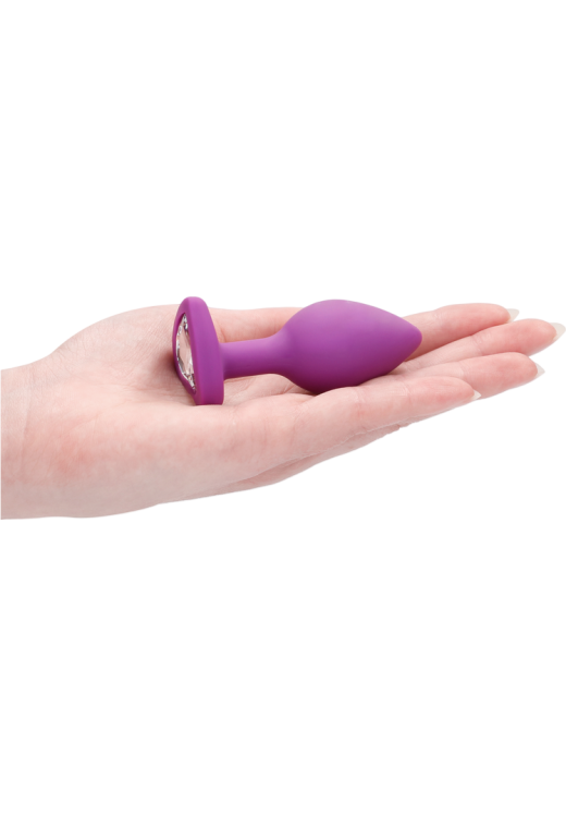 Σφήνα με κόσμημα από σιλικόνη σε μοβ χρώμα, μήκους 7,3 εκ. και μέγιστης διαμέτρου 2,8 εκ.