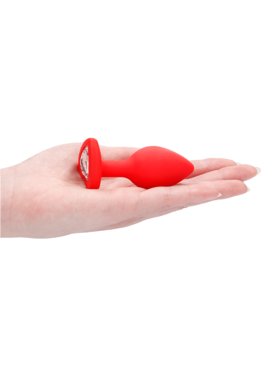 Σφήνα με κόσμημα από σιλικόνη σε κόκκινο χρώμα, μήκους 7,3 εκ. και μέγιστης διαμέτρου 2,8 εκ.