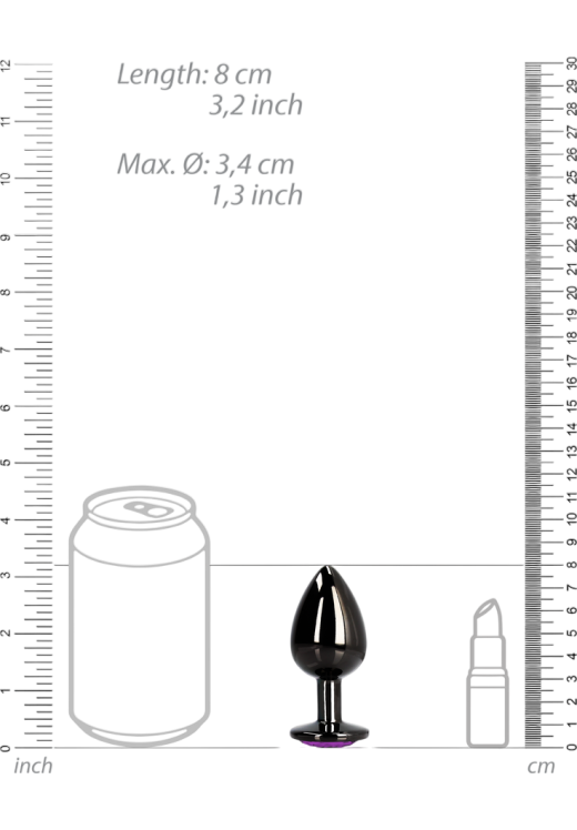 Σφήνα με κόσμημα από αλουμίνιο σε μαύρο χρώμα, μήκους 8 εκ. και μέγιστης διαμέτρου 3,4 εκ.