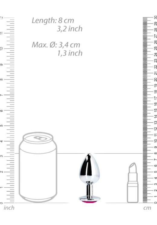 Σφήνα με κόσμημα από αλουμίνιο σε ασημί χρώμα, μήκους 8 εκ. και μέγιστης διαμέτρου 3,4 εκ.