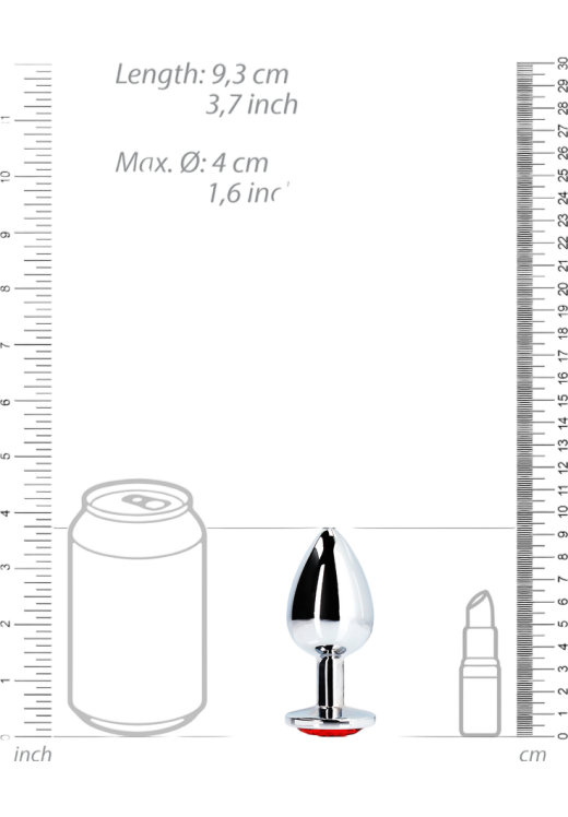 Σφήνα με κόσμημα από αλουμίνιο σε κόκκινο χρώμα, μήκους 9,3 εκ. και μέγιστης διαμέτρου 4 εκ.