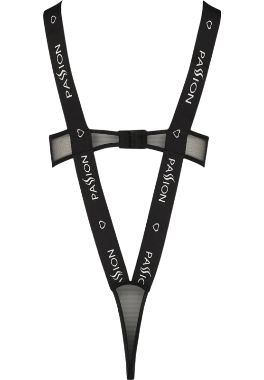 Κορμάκι με ραντάκια από straps σε μαύρο χρώμα