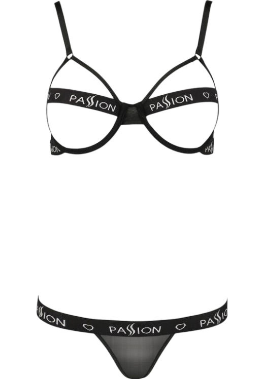 Σετ εσωρούχων με ραντάκια από straps σε μαύρο χρώμα