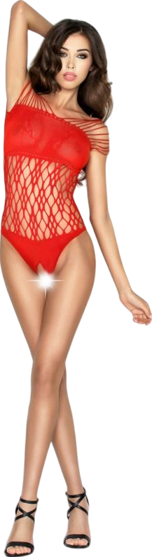 Κορμάκι ανοιχτού καβάλου με ραντάκια από απαλό ύφασμα σε κόκκινο χρώμα