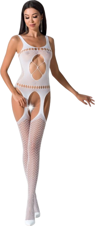 Διχτυωτό ολόσωμο καλσόν ανοιχτού καβάλου με ραντάκια σε λευκό χρώμα