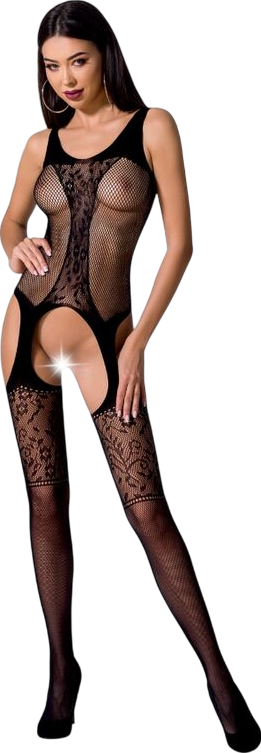 Διχτυωτό ολόσωμο καλσόν ανοιχτού καβάλου με ραντάκια σε μαύρο χρώμα