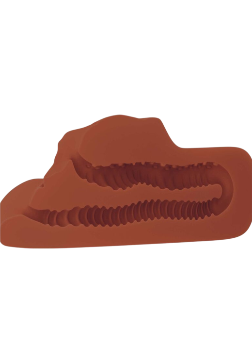 Αυνανιστήρι κόλπου από fanta flesh σε καφέ χρώμα, μήκους 14,2 εκ. και μέγιστης διαμέτρου 4,6 εκ.