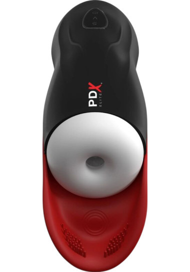 Pdx Elite Stroker Fap-o-matic Pro With Testicle Base 24,8 cm Δονούμενο αυνανιστήρι από σιλικόνη σε μαύρο χρώμα, μήκους 24,8 εκ. και μέγιστης διαμέτρου 5,1 εκ.