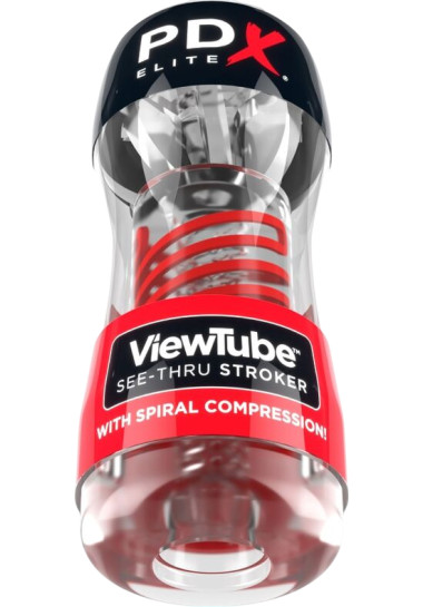 Pdx Elite Stroker Viewtube 2 Spiral Compression Transparent 18 cm Αυνανιστήρι από tpr σε διάφανο χρώμα, μήκους 18 εκ. και μέγιστης διαμέτρου 7 εκ.