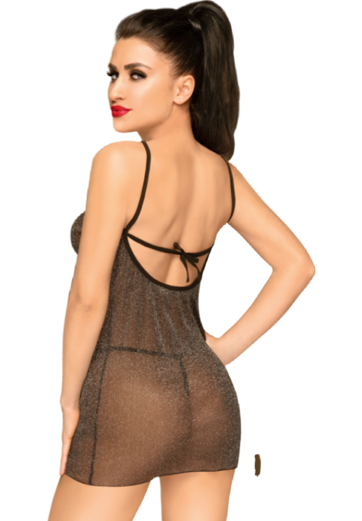 Chemise εσώρουχο με ραντάκια από τούλι σε μαύρο χρώμα