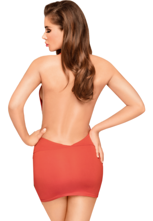 Φόρεμα με δέσιμο στο λαιμό από απαλό ύφασμα σε κόκκινο χρώμα