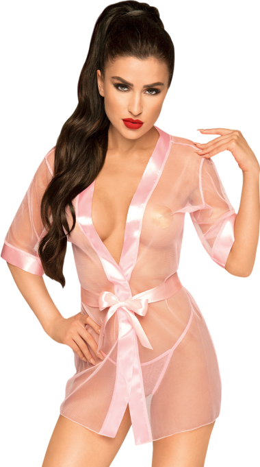 Ρομπάκι με μανίκι 3/4 από τούλι σε ροζ χρώμα