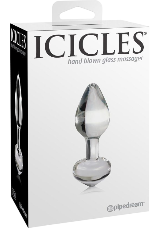 Πρωκτική σφήνα από γυαλί  σε διάφανο χρώμα, μήκους 8 εκ. και μέγιστης διαμέτρου 2,5 εκ.