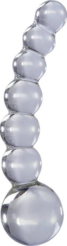 Πρωκτικές μπίλιες από γυαλί  σε διάφανο χρώμα, μήκους 12 εκ. και μέγιστης διαμέτρου 3,5 εκ.