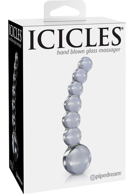 Πρωκτικές μπίλιες από γυαλί  σε διάφανο χρώμα, μήκους 12 εκ. και μέγιστης διαμέτρου 3,5 εκ.