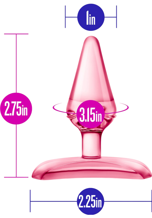 Πρωκτική σφήνα από tpe σε ροζ χρώμα, μήκους 6,7 εκ. και μέγιστης διαμέτρου 2,7 εκ.