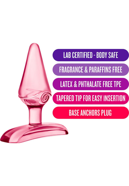 Πρωκτική σφήνα από tpe σε ροζ χρώμα, μήκους 6,7 εκ. και μέγιστης διαμέτρου 2,7 εκ.