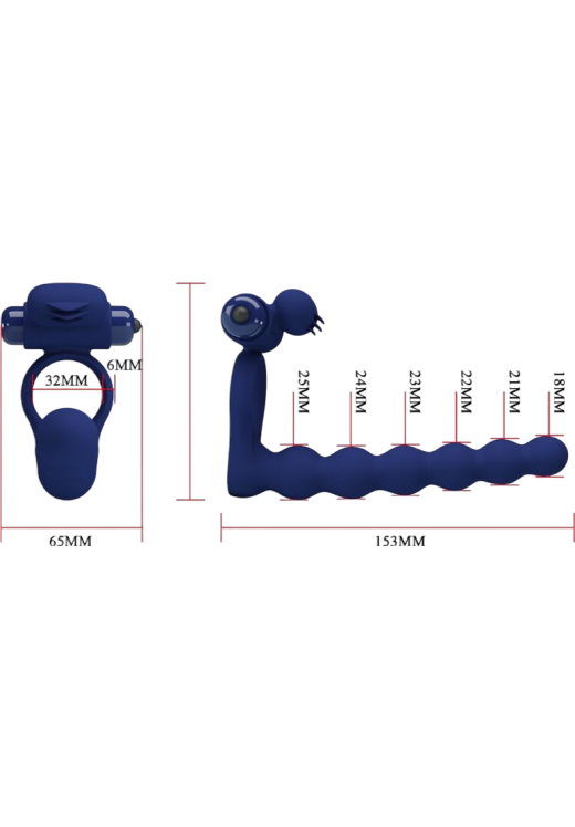 Δονούμενο δαχτυλίδι από σιλικόνη σε μπλέ χρώμα, μήκους 15,2 εκ. και μέγιστης διαμέτρου 2,5 εκ.