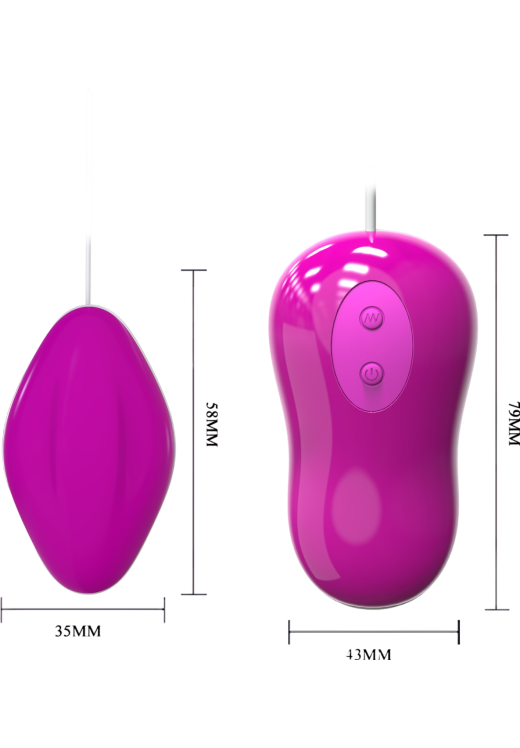 Δονούμενο αυγό από σιλικόνη, μήκους 6 εκ. και μέγιστης διαμέτρου 3 εκ. με ενσύρματο κοντρόλ