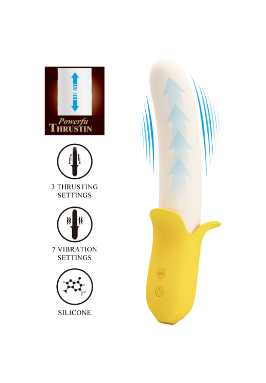 Δονητής σημείου g από σιλικόνη σε κίτρινο χρώμα, μήκους 20,5 εκ. και μέγιστης διαμέτρου 3,2 εκ.