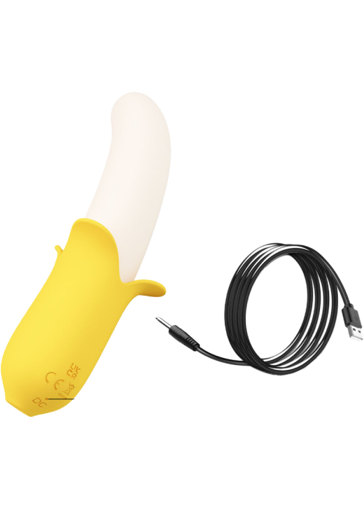 Δονητής σημείου g από σιλικόνη σε κίτρινο χρώμα, μήκους 20,5 εκ. και μέγιστης διαμέτρου 3,2 εκ.