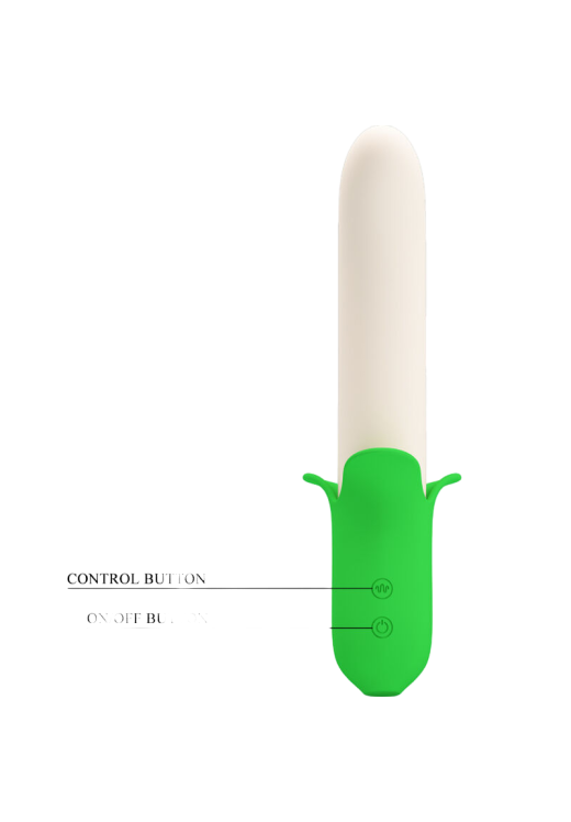 Δονητής σημείου g από σιλικόνη σε πράσινο χρώμα, μήκους 15,2 εκ. και μέγιστης διαμέτρου 3,2 εκ.