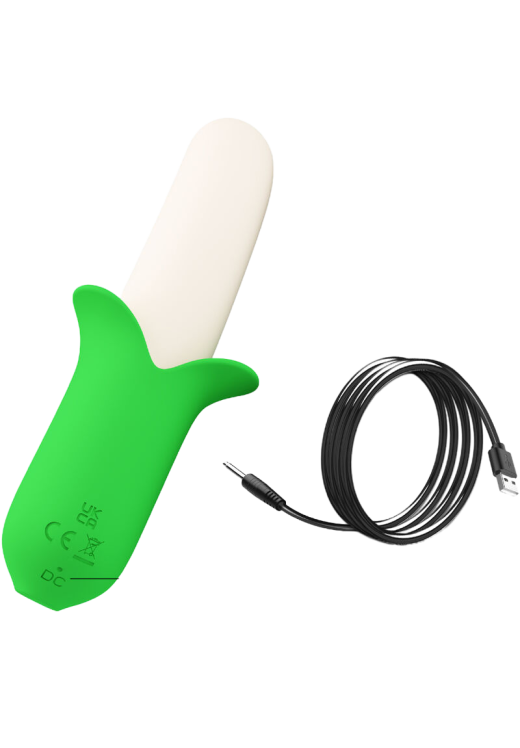 Δονητής σημείου g από σιλικόνη σε πράσινο χρώμα, μήκους 15,2 εκ. και μέγιστης διαμέτρου 3,2 εκ.