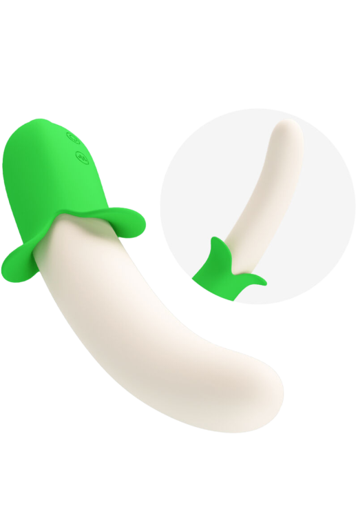 Δονητής σημείου g από σιλικόνη σε πράσινο χρώμα, μήκους 15,2 εκ. και μέγιστης διαμέτρου 3,2 εκ.