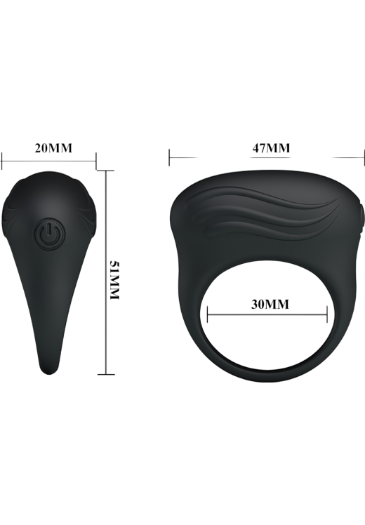 Δονούμενο δαχτυλίδι από σιλικόνη σε μαύρο χρώμα, μέγιστης διαμέτρου 3,3 εκ.