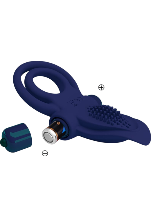 Δονούμενο δαχτυλίδι από σιλικόνη σε μπλέ χρώμα, μήκους 11,3 εκ. και μέγιστης διαμέτρου 3,8 εκ.