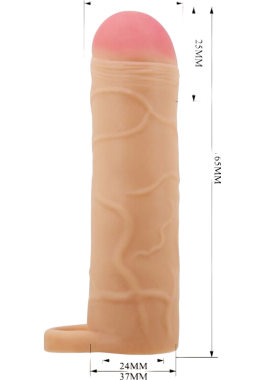 Προέκταση πέους από tpr σε φυσικό χρώμα, μήκους 16,5 εκ. και μέγιστης διαμέτρου 3,8 εκ.