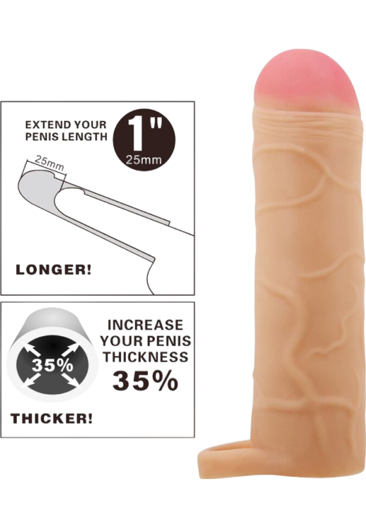 Προέκταση πέους από tpr σε φυσικό χρώμα, μήκους 16,5 εκ. και μέγιστης διαμέτρου 3,8 εκ.