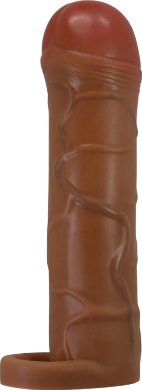 Προέκταση πέους από tpr σε καφέ χρώμα, μήκους 16,5 εκ. και μέγιστης διαμέτρου 3,8 εκ.