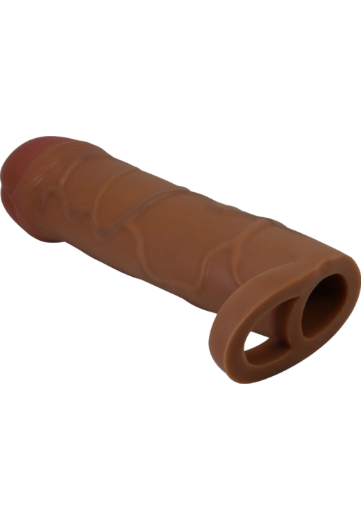 Προέκταση πέους από tpr σε καφέ χρώμα, μήκους 16,5 εκ. και μέγιστης διαμέτρου 3,8 εκ.