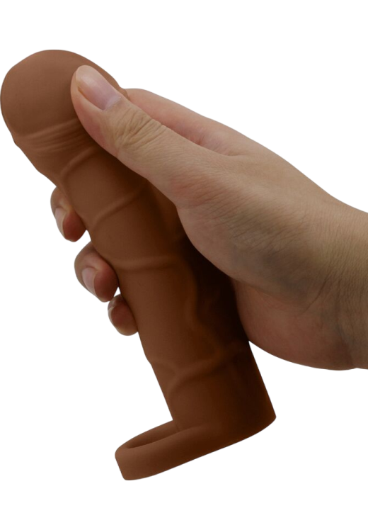 Προέκταση πέους από tpr σε καφέ χρώμα, μήκους 16,5 εκ. και μέγιστης διαμέτρου 3,8 εκ.