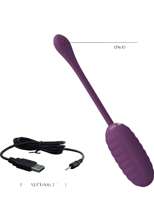 Δονούμενο αυγό από σιλικόνη σε μοβ χρώμα, μήκους 19,7 εκ. και μέγιστης διαμέτρου 3,5 εκ.