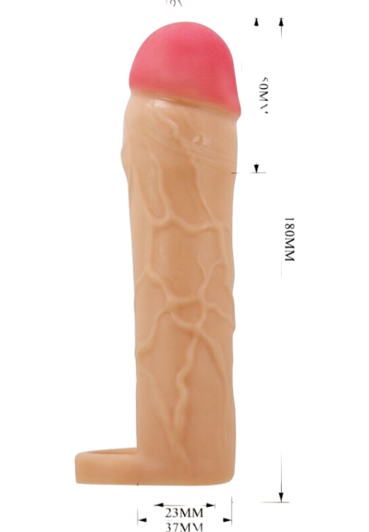 Προέκταση πέους από tpr σε φυσικό χρώμα, μήκους 18 εκ. και μέγιστης διαμέτρου 3,9 εκ.