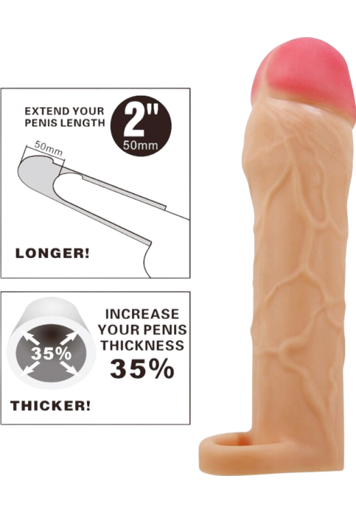 Προέκταση πέους από tpr σε φυσικό χρώμα, μήκους 18 εκ. και μέγιστης διαμέτρου 3,9 εκ.