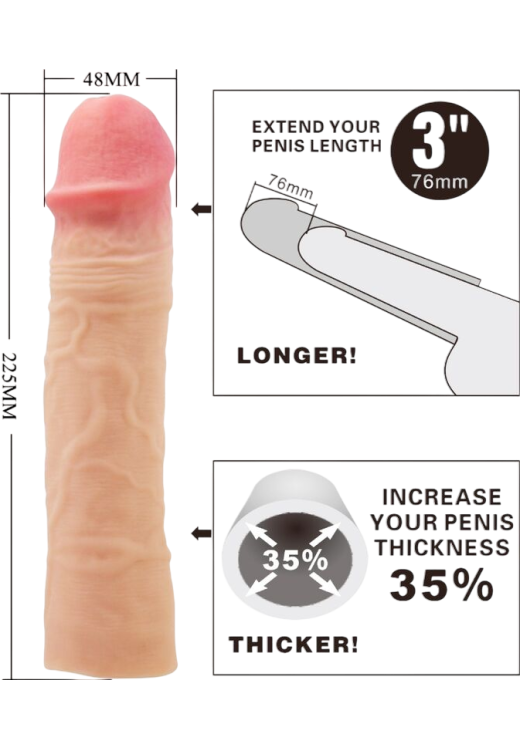 Προέκταση πέους από tpr σε φυσικό χρώμα, μήκους 22,5 εκ. και μέγιστης διαμέτρου 4,8 εκ.