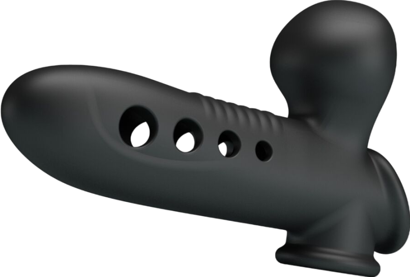 Κάλλυμα πέους από σιλικόνη σε μαύρο χρώμα, μήκους 18,4 εκ. και μέγιστης διαμέτρου 4,9 εκ.