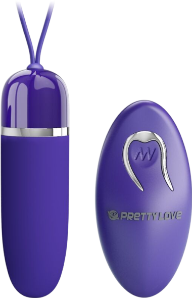 Τηλεχειριζόμενο αυγό από σιλικόνη σε μοβ χρώμα, μήκους 8,5 εκ. και μέγιστης διαμέτρου 2,8 εκ. με τηλεχειριζόμενο χειρισμό