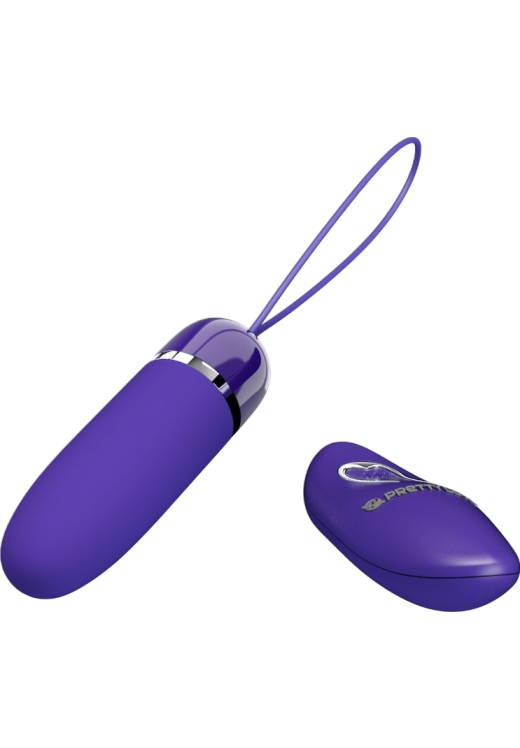 Τηλεχειριζόμενο αυγό από σιλικόνη σε μοβ χρώμα, μήκους 8,5 εκ. και μέγιστης διαμέτρου 2,8 εκ. με τηλεχειριζόμενο χειρισμό