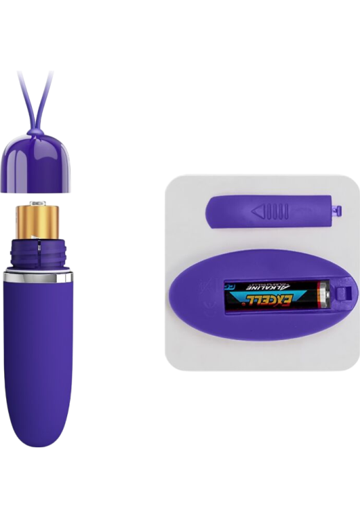 Τηλεχειριζόμενο αυγό από σιλικόνη σε μοβ χρώμα, μήκους 8,5 εκ. και μέγιστης διαμέτρου 2,8 εκ. με τηλεχειριζόμενο χειρισμό