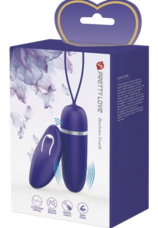 Τηλεχειριζόμενο αυγό από σιλικόνη σε μοβ χρώμα, μήκους 8,5 εκ. και μέγιστης διαμέτρου 2,8 εκ. με τηλεχειριζόμενο χειρισμό