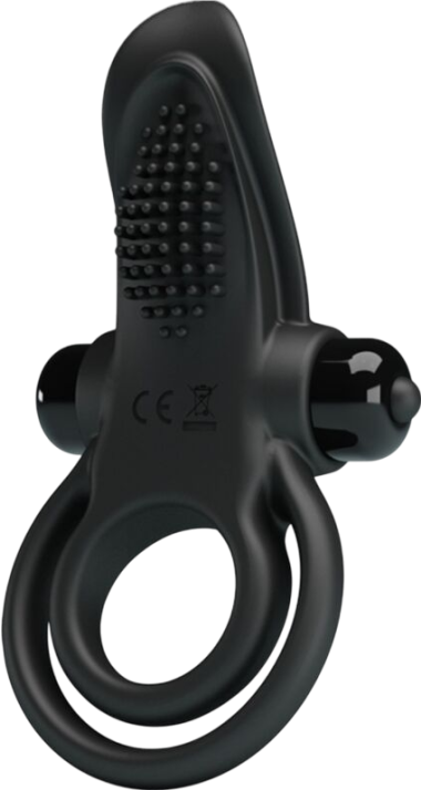 Δονούμενο δαχτυλίδι από σιλικόνη σε μαύρο χρώμα, μήκους 11,3 εκ. και μέγιστης διαμέτρου 5,6 εκ.