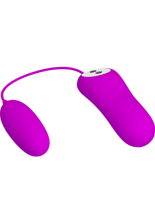 Δονούμενο αυγό από σιλικόνη σε μοβ χρώμα, μήκους 6 εκ. και μέγιστης διαμέτρου 2,7 εκ. με ενσύρματο κοντρόλ