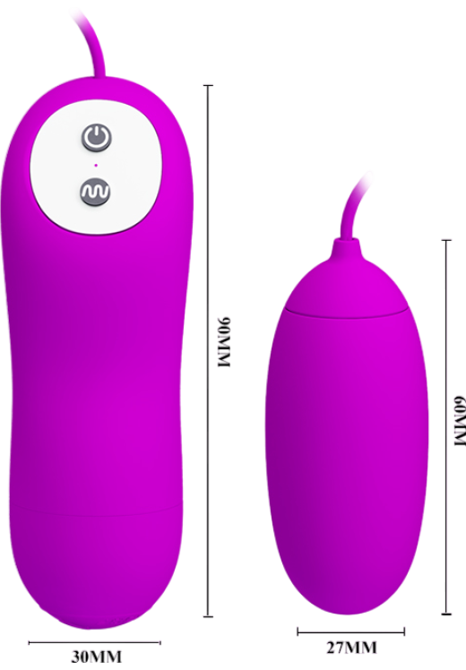 Δονούμενο αυγό από σιλικόνη σε μοβ χρώμα, μήκους 6 εκ. και μέγιστης διαμέτρου 2,7 εκ. με ενσύρματο κοντρόλ